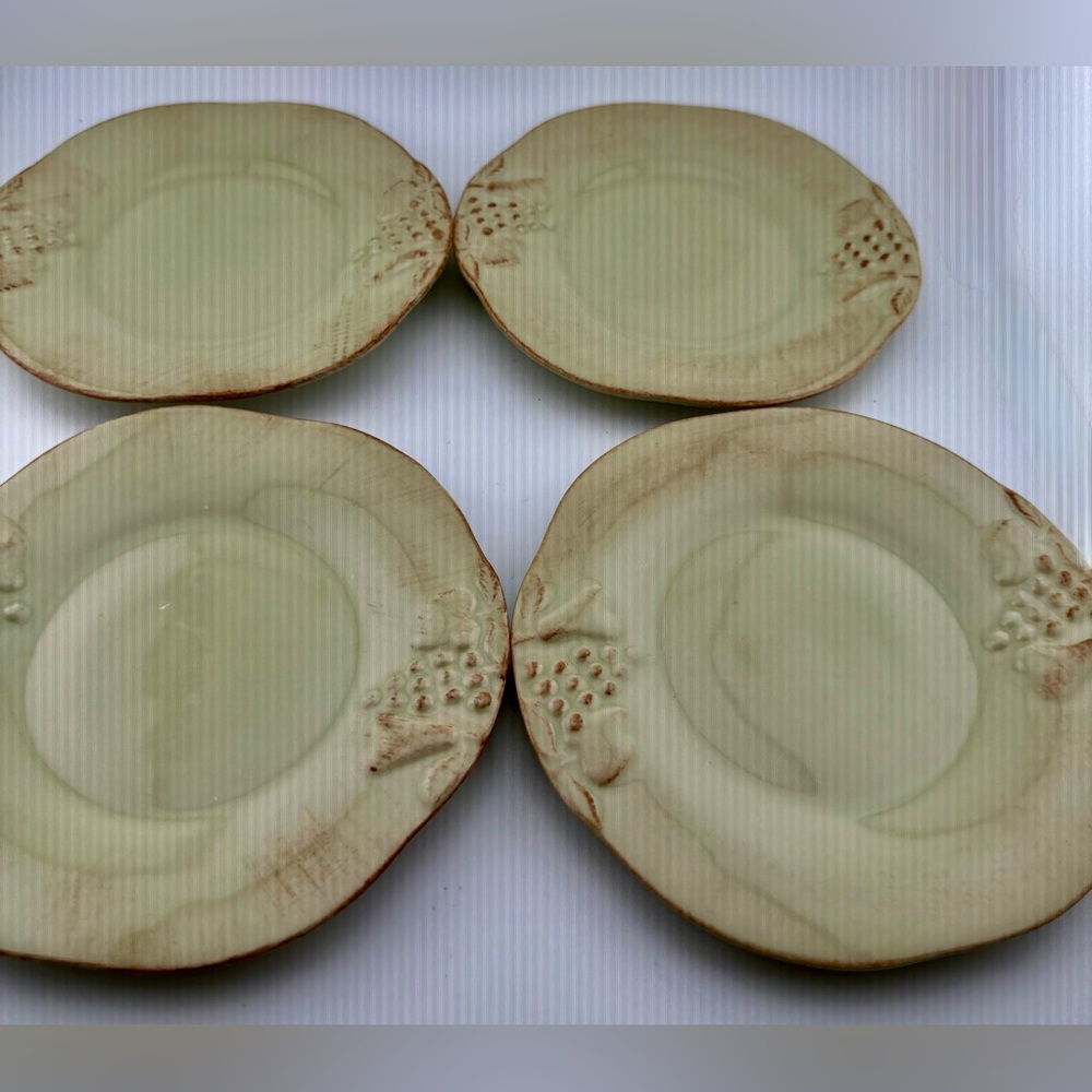 4 Casafina 6.5” stoneware salad plates. Sage Green Portugal